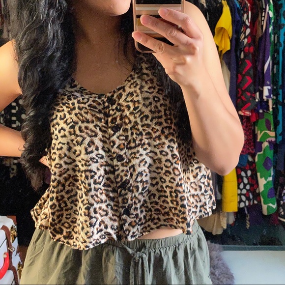 Sparkle & Fade Tops - Sparkle & Fade Sleevless Hi-Lo Cheetah Print Top